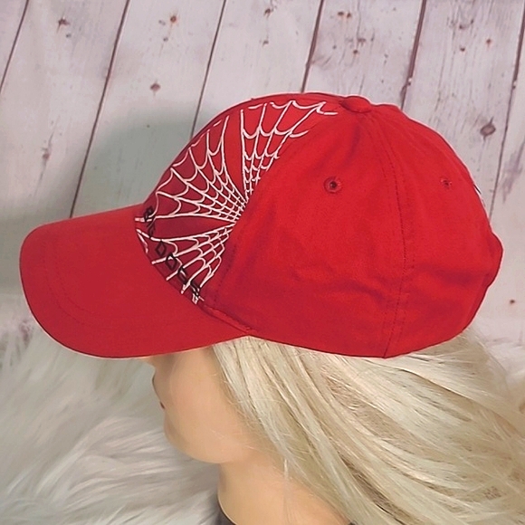 Vintage 90s Y2K Big Dogs Spider-Man Web Red Embroidered Adjustable Hat Cap - Picture 8 of 16